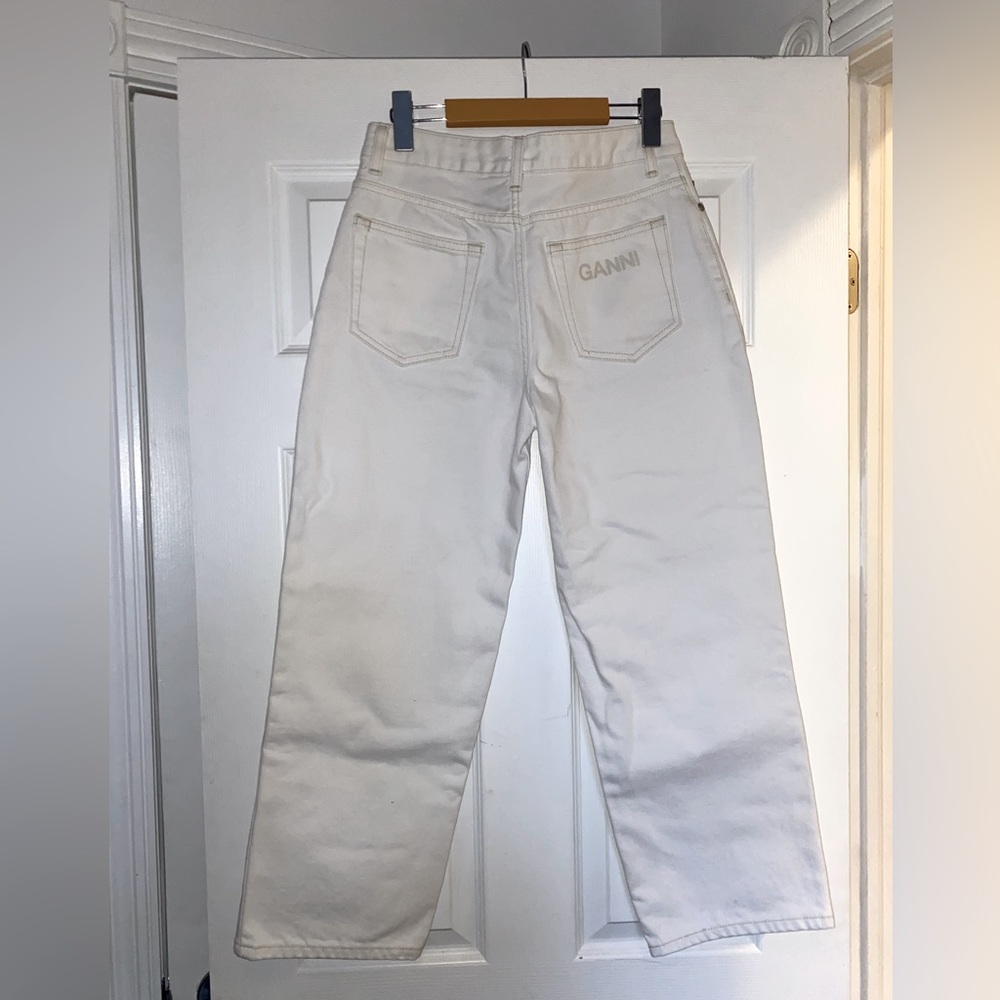 White Contrast Stitch Ganni Jeans